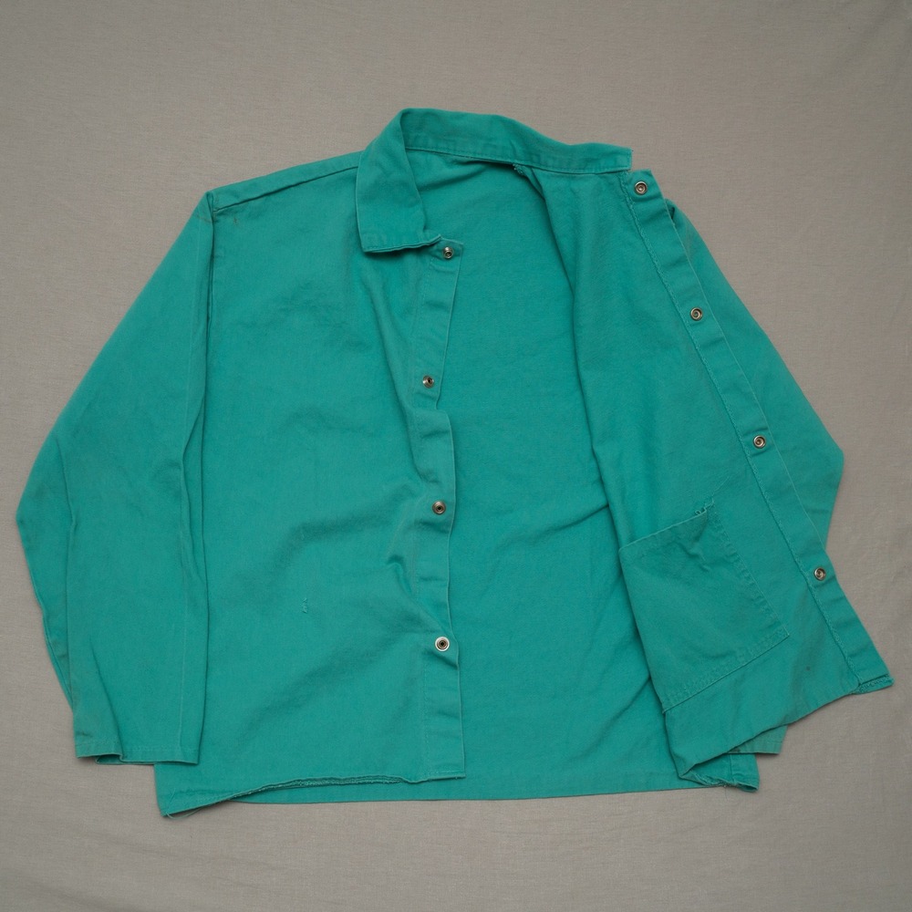 Vintage Button Snap‎ Up Chore Coat Turquoise French Style